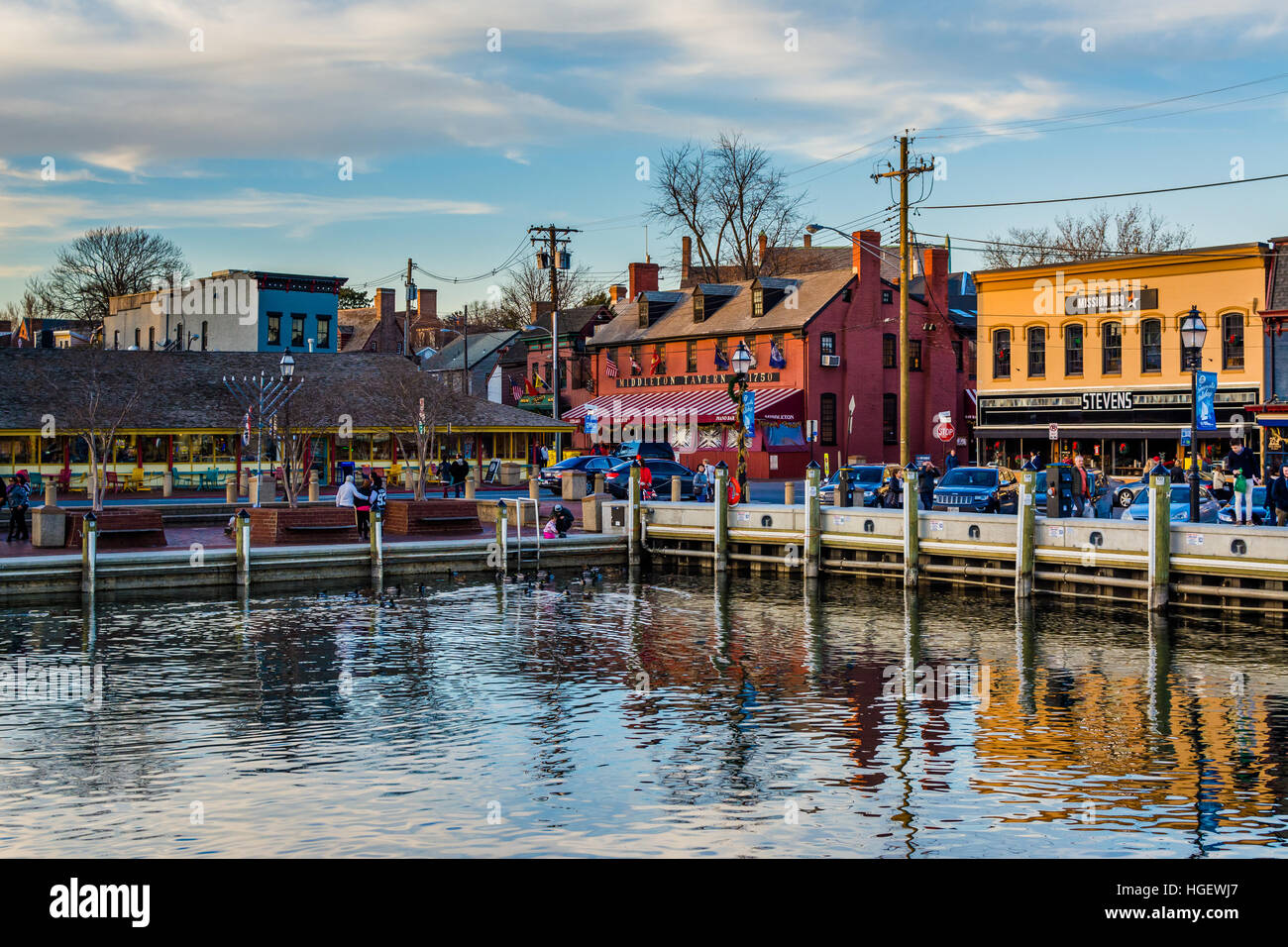 Vista del lungomare in Annapolis, Maryland. Foto Stock