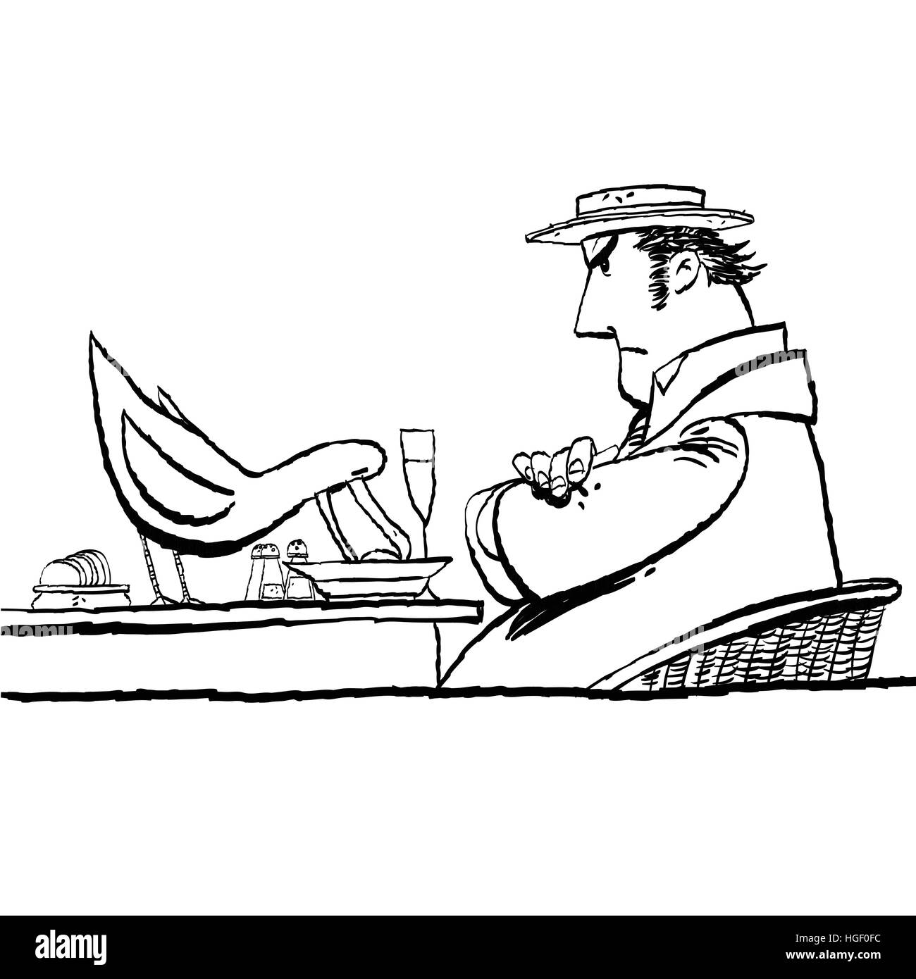 Bird a mangiare cibo dalla piastra Illustrazione Vettoriale Bird a mangiare cibo dalla piastra Illustrazione Vettoriale