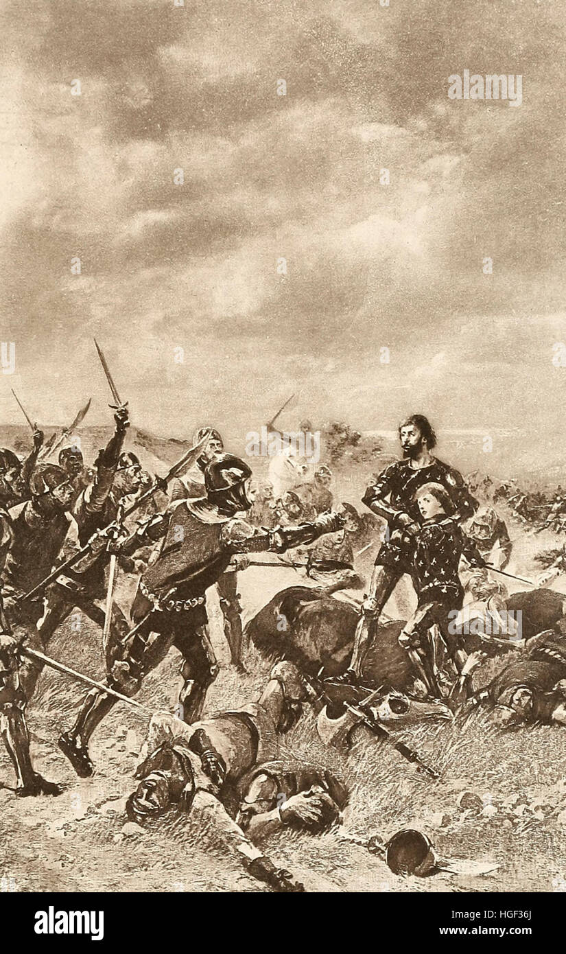 La battaglia di Poitiers è stata una grande battaglia dei cento anni di guerra tra Francia e Inghilterra. La battaglia si è verificato il 19 Settembre 1356 vicino a Poitiers, Francia. Foto Stock