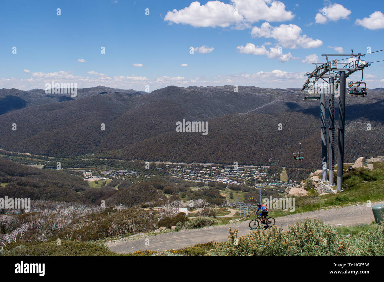 Thredbo visto dal nido delle aquile, Kosciuszko National Park in Australia Foto Stock