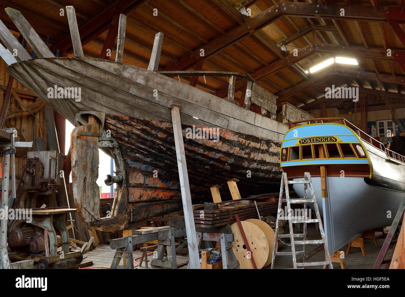 Museumswerft, Museo del cantiere, Storico Waterfront, Flensburg, Schleswig-Holstein, Germania Foto Stock