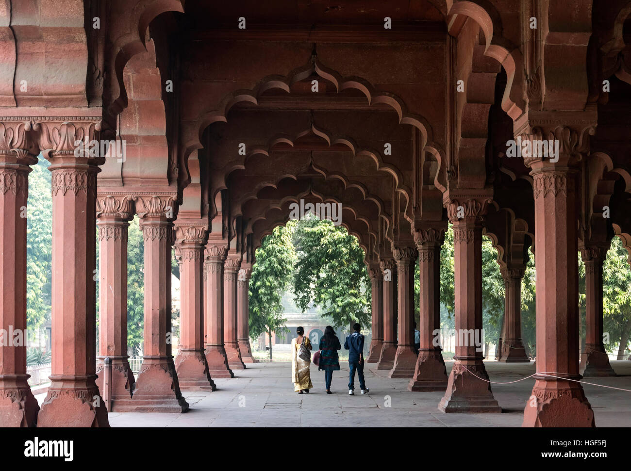 Diwan-i-Aam hall, Red Fort, la Vecchia Delhi, Delhi, India Foto Stock