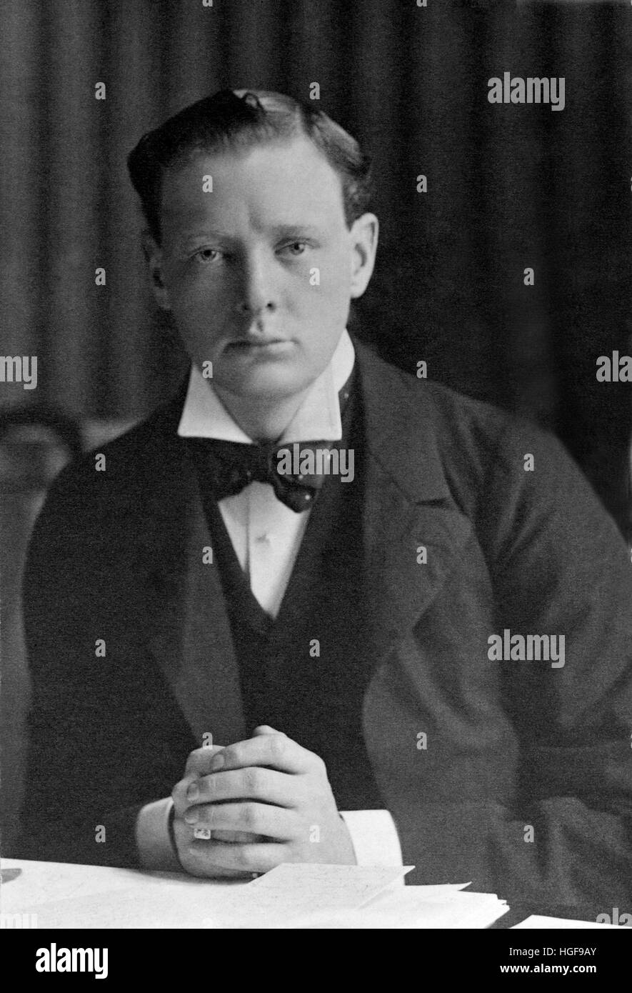 1900 Churchill eletto mp conservatore per Oldham. Età 25. Il suo primo anno in Parlamento Foto Stock