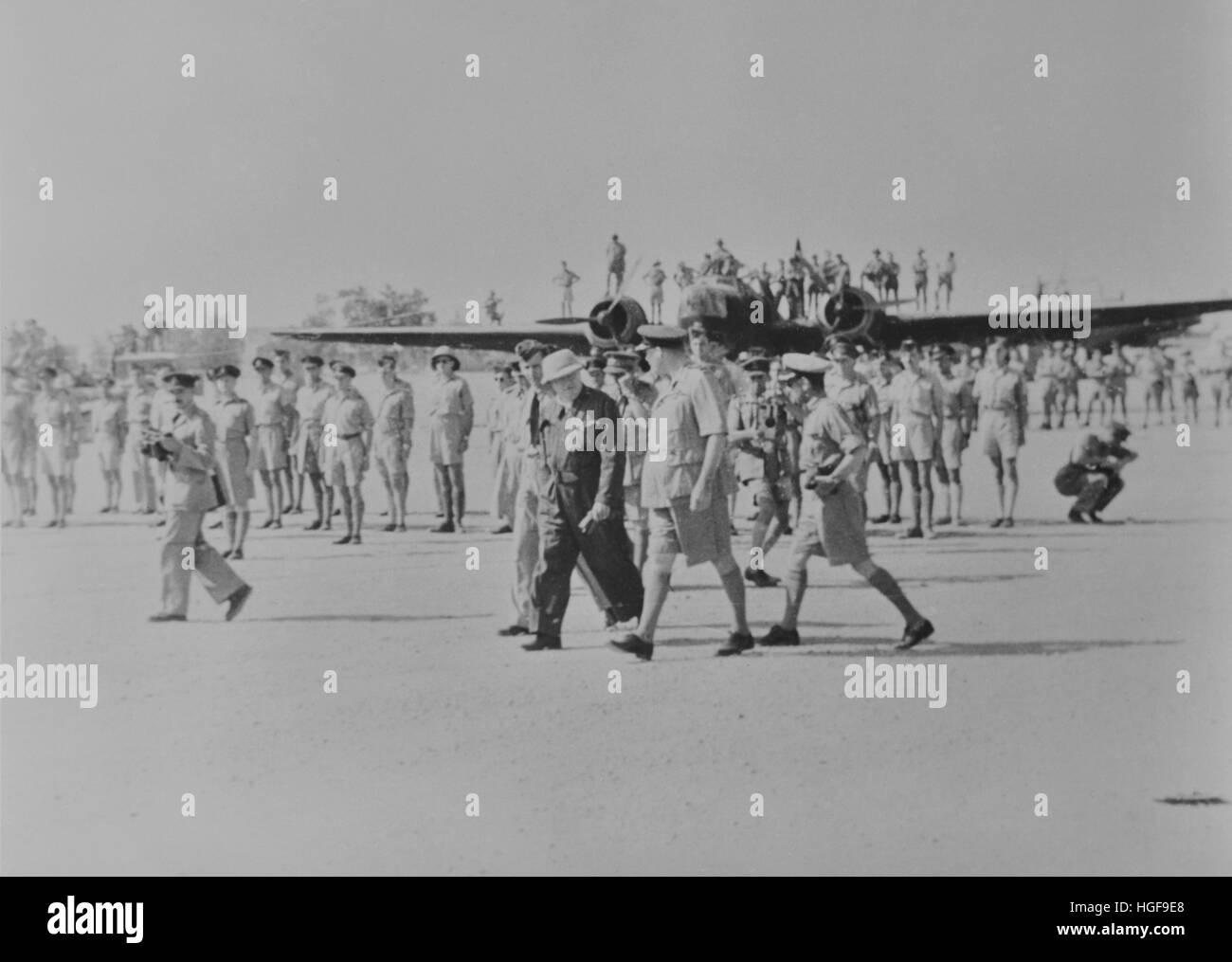 Churchill arriva in Nord Africa. Agosto 1942 Foto Stock