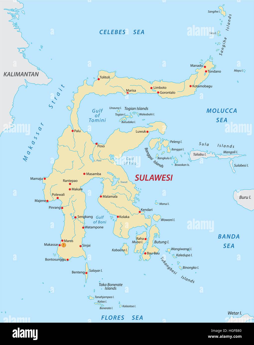 Mappa di Sulawesi Illustrazione Vettoriale