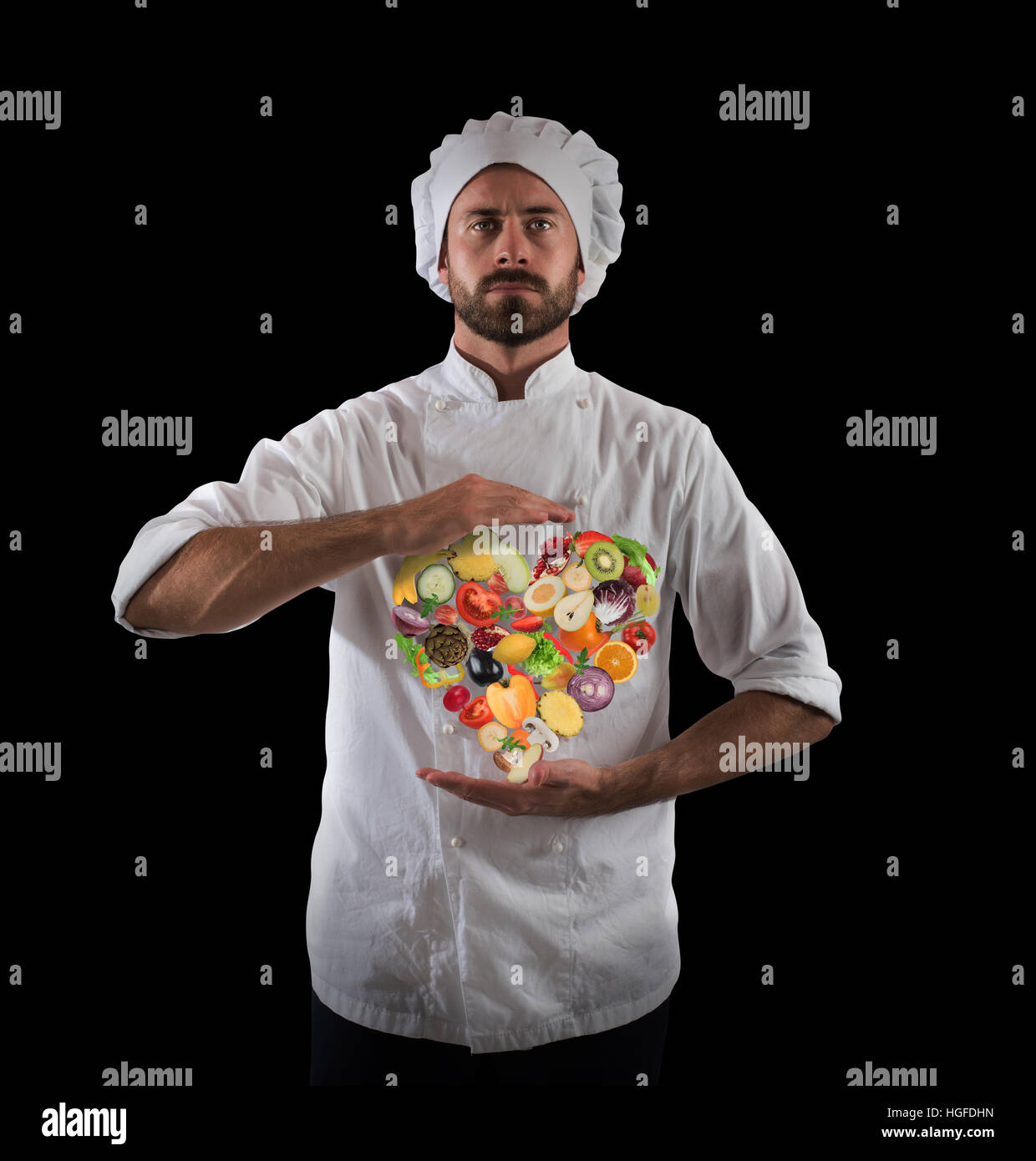 Lo chef cucina salutare Foto Stock