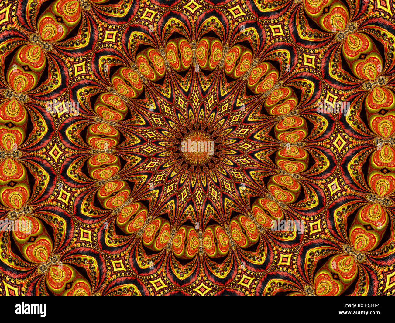 Caleidoscopio Mandala illustrazione Foto Stock