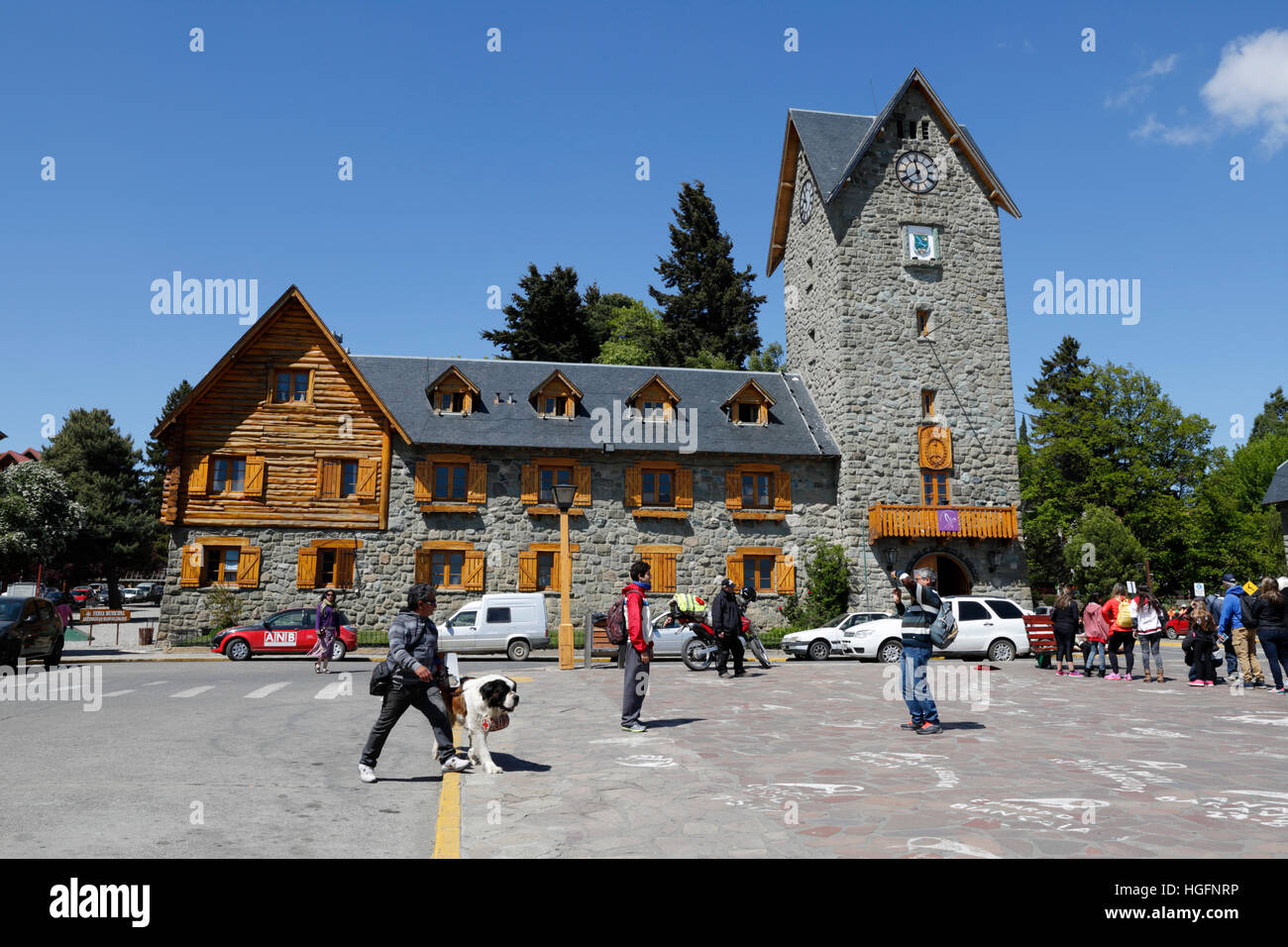 "Bariloche stile alpino " Centro Civico edificio, Bariloche, Parco Nazionale Nahuel Huapi, nel distretto del lago, Argentina, Sud America Foto Stock