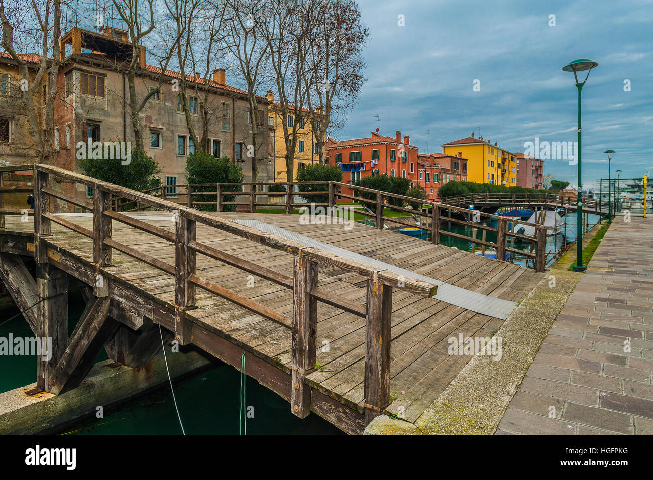 Italia Veneto Venezia San Elena isola ponte sul Rio Sant'Elena Foto Stock