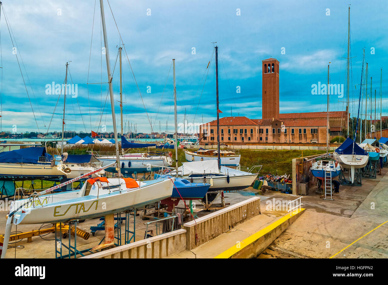 Italia Veneto Venezia San Elena isola, Porto Turistico Diporto Velico Veneziano dal 1950 Foto Stock