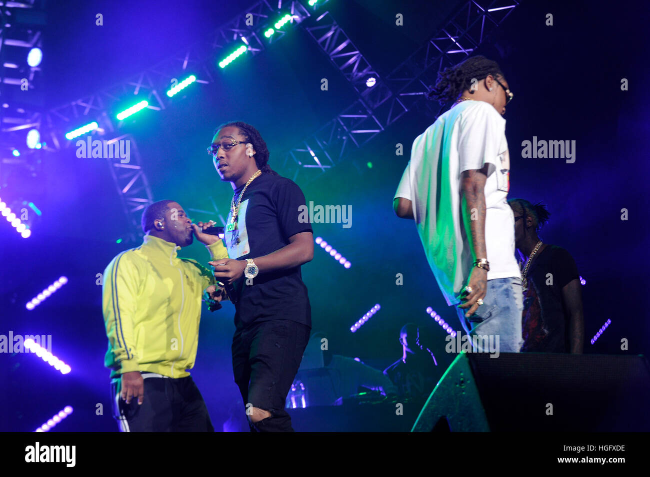 A$AP Ferg e Migos eseguire presso l esperienza di scommessa in concerto a Staples Center il 25 giugno 2016 a Los Angeles, California. Foto Stock