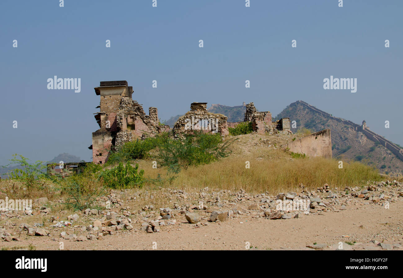 Costruzione Istorical Ambra fort dell architettura storica,,una costruzione,giallo,l'india,jaipur,l'architettura,edificio Foto Stock