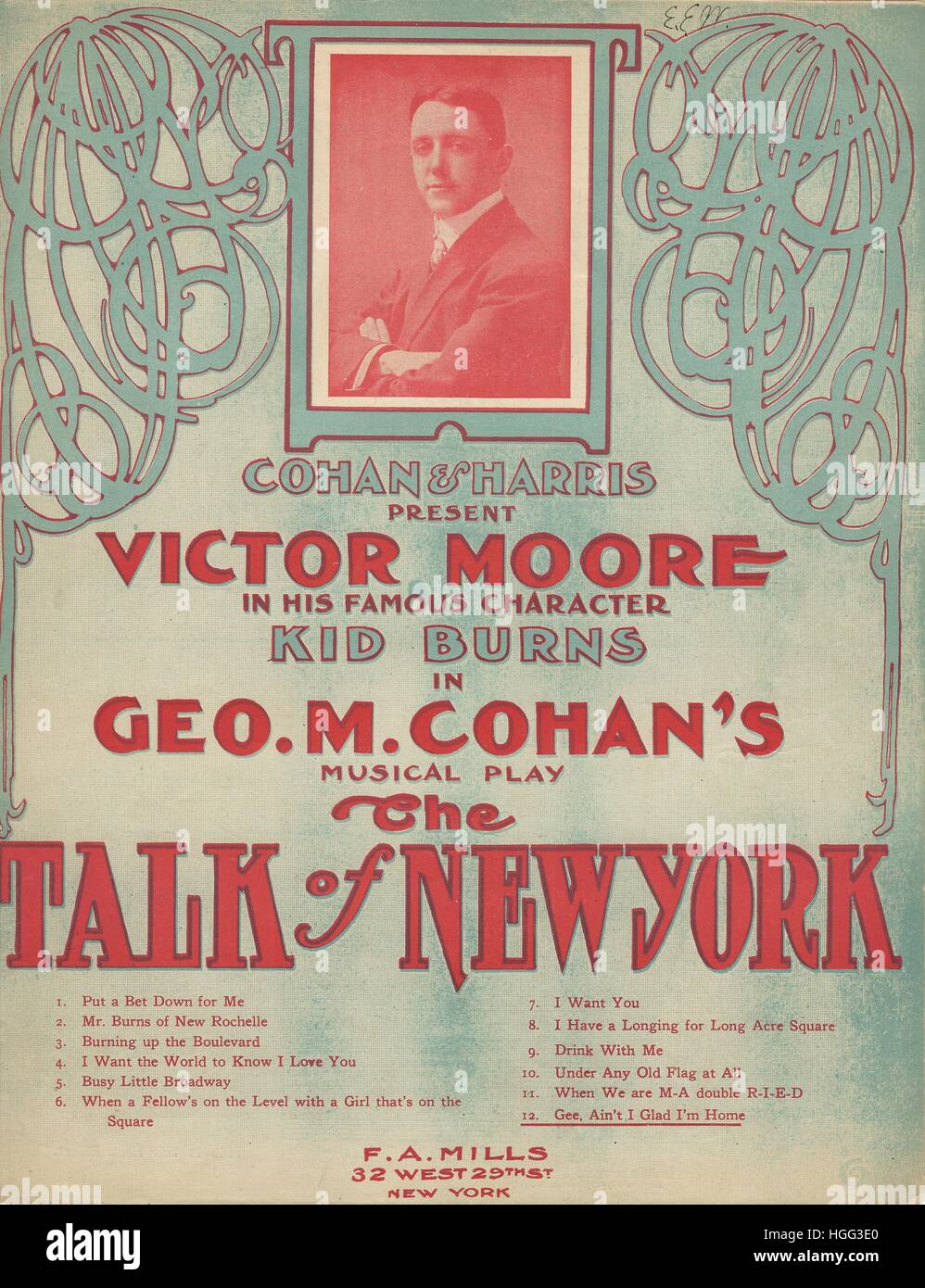 "Il parlare di New York" 1907 George M. Cohan Musical foglio di copertura di musica Foto Stock