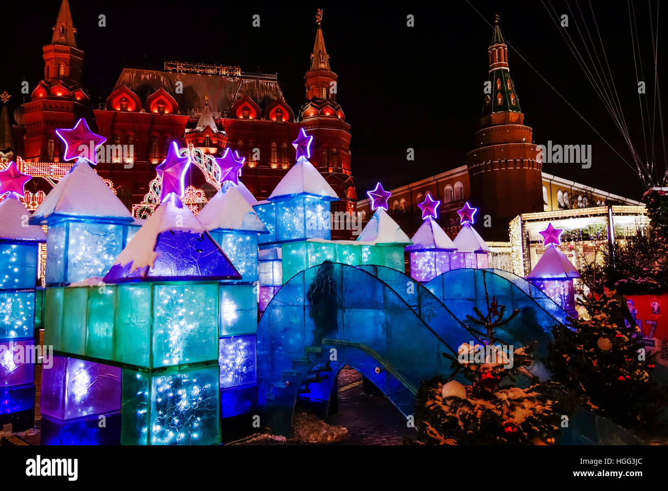 Città di ghiaccio sul Manege Square di Mosca Foto Stock