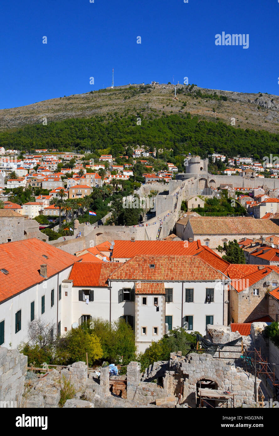 Una sezione della città vecchia di Dubrovnik, Croazia. Foto Stock