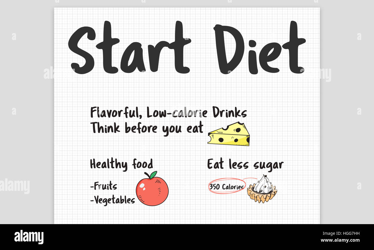 Una dieta salutare lista delle cose da fare di Notes Concept Foto Stock