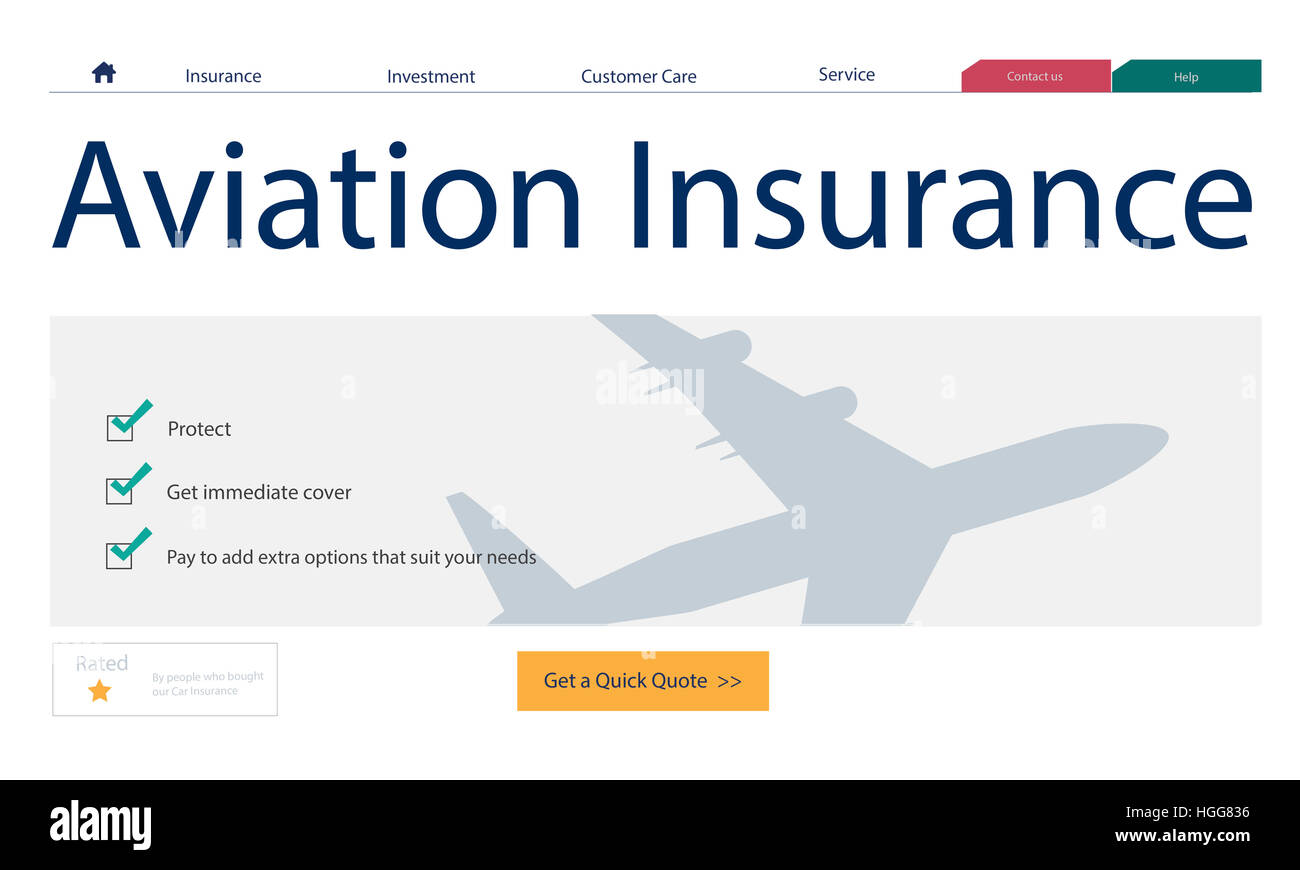Viaggio Assicurazioni Aviazione concetto del sito Web Foto Stock