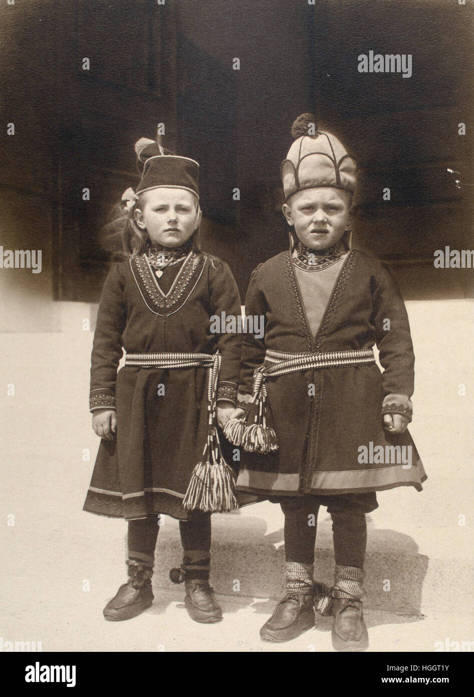 Ritratto della Lapponia bambini, eventualmente dalla Svezia - Ellis Island stazione di immigrazione 1902-1913 - Photo : Augustus Sherman Foto Stock