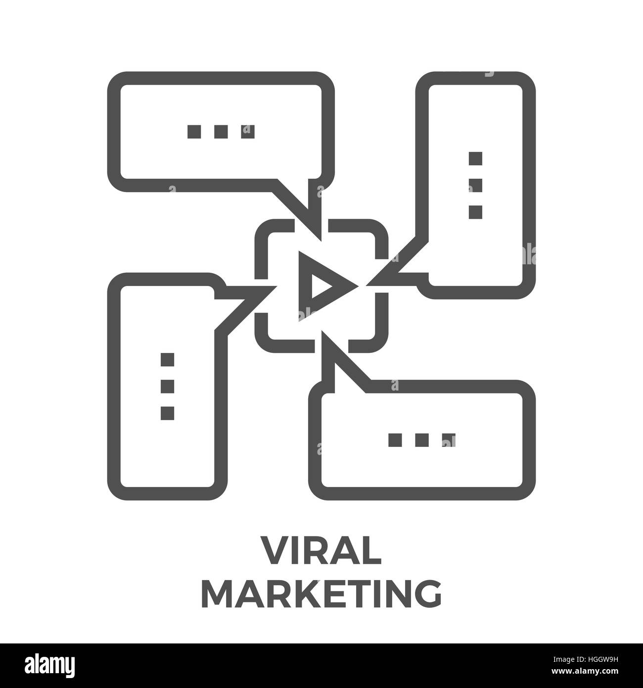 Il marketing virale linea sottile icona vettore isolato su uno sfondo bianco. Illustrazione Vettoriale