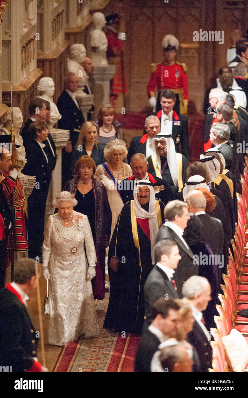 Membro banchetto per sua altezza il Amir dello Stato del Kuwait da HM la regina al Castello di Windsor. Foto Stock