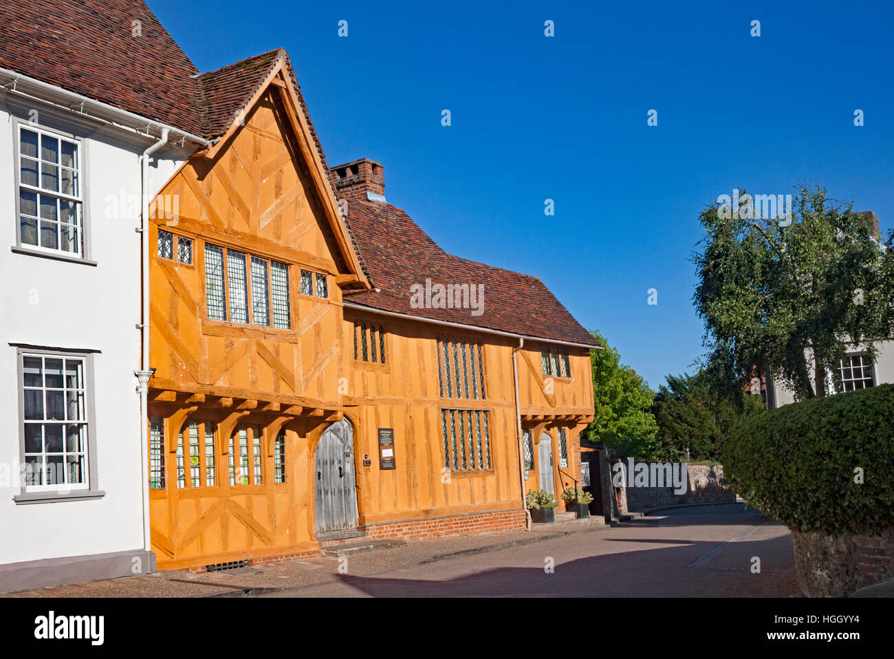 Old Hall, una lana ex casa di mercanti ora aperta al pubblico. Lavenham, Suffolk, Inghilterra Foto Stock