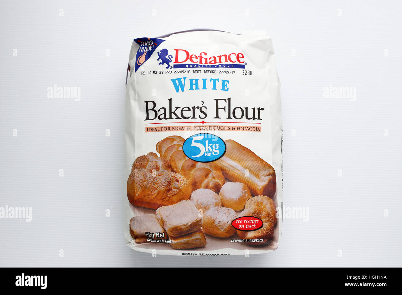 Coles Defiance bianco farina fornaio isolata contro uno sfondo bianco Foto Stock