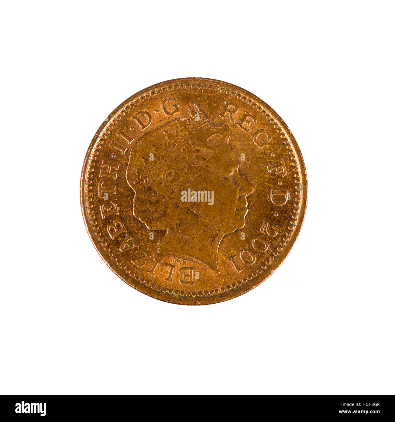 British un penny coin, 2001 Foto Stock