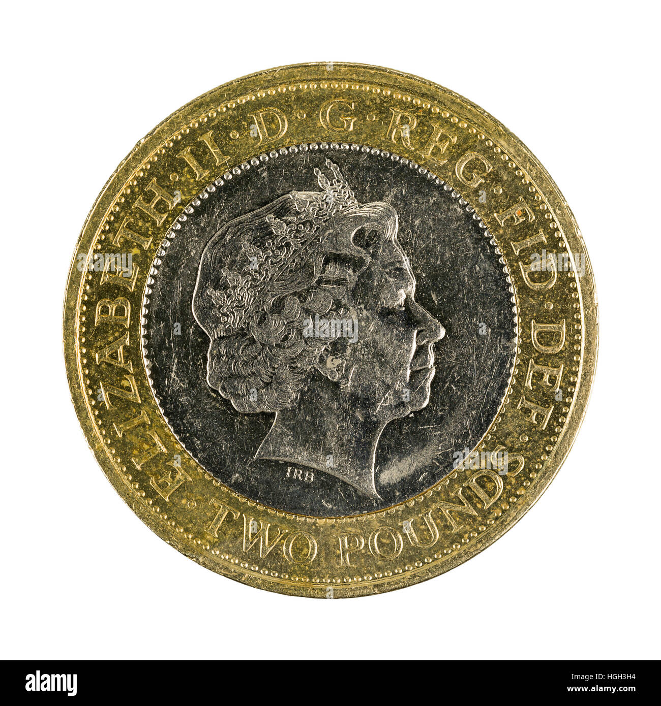 Due British pound coin, 2007 Foto Stock