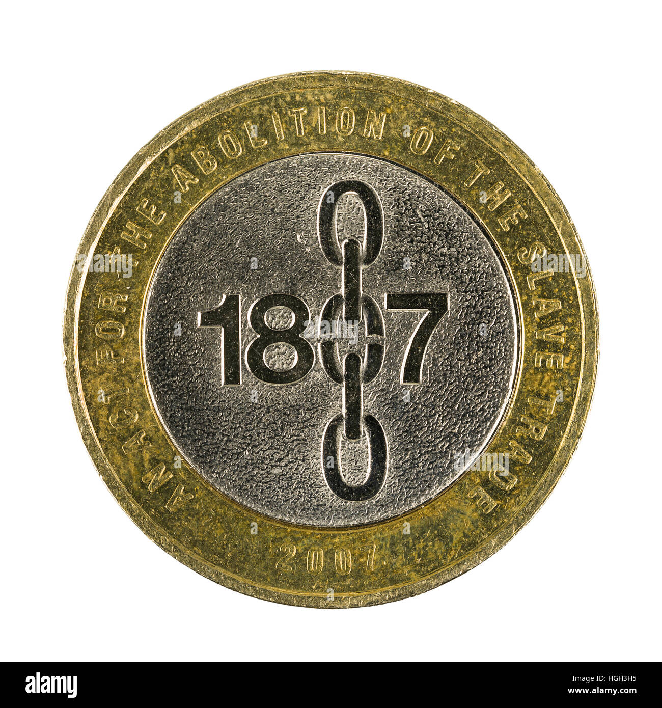 Due British pound coin, 2007 Foto Stock