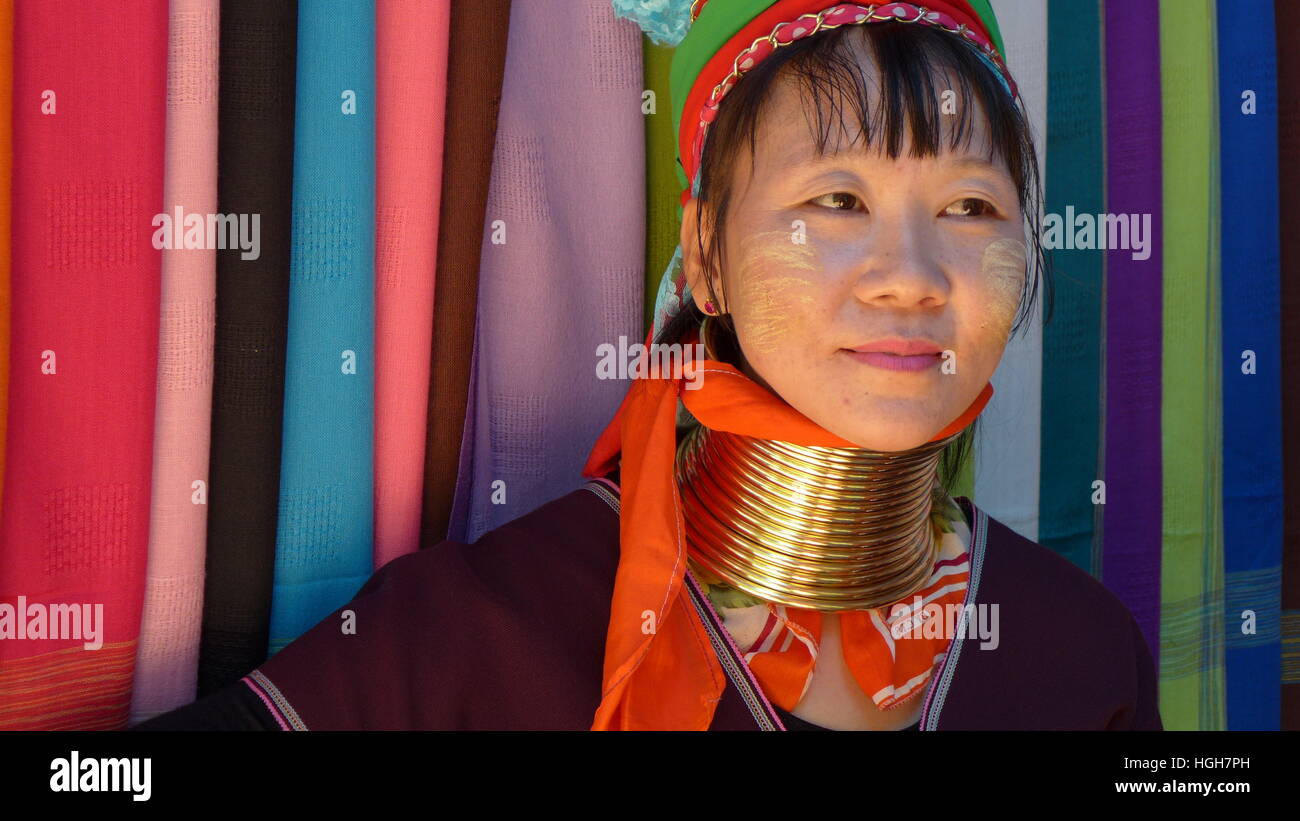 Chiang Mai Karen hill tribe abitante ritratto Foto Stock