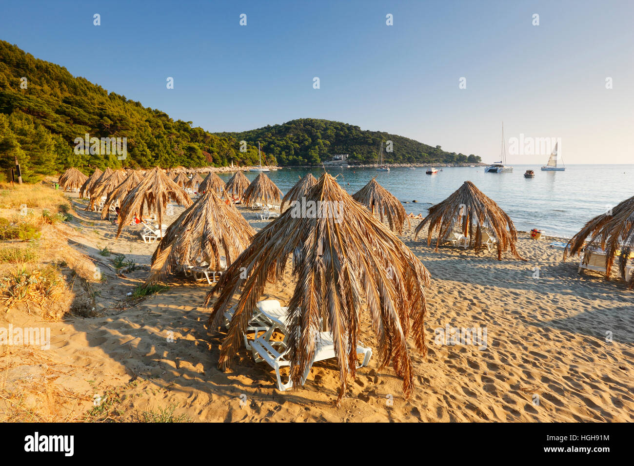 Isola di Mljet spiaggia nel villaggio di Saplunara, Croazia Foto Stock