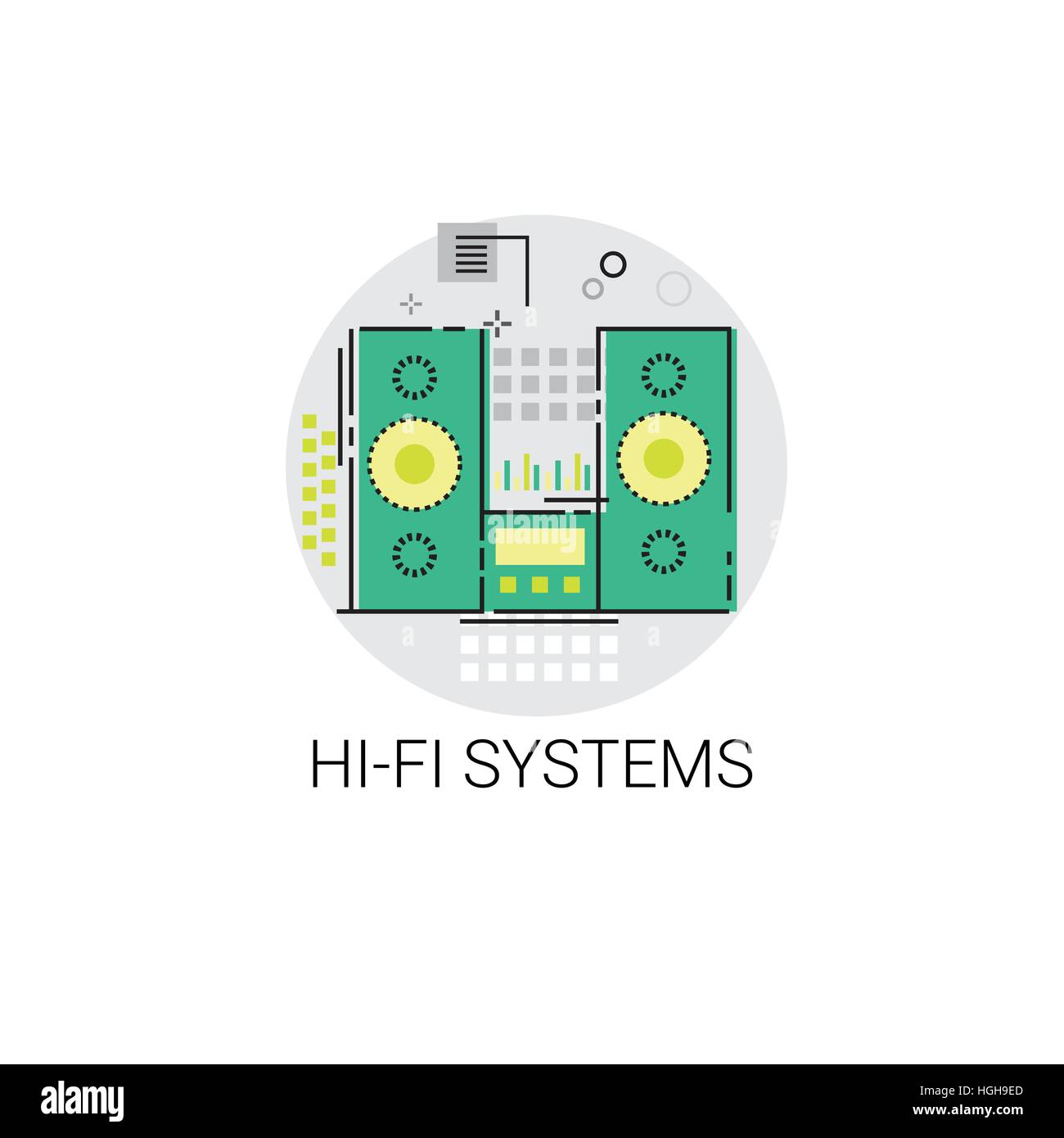Music Studio Audio Hi Fi Icona Sistema Illustrazione Vettoriale