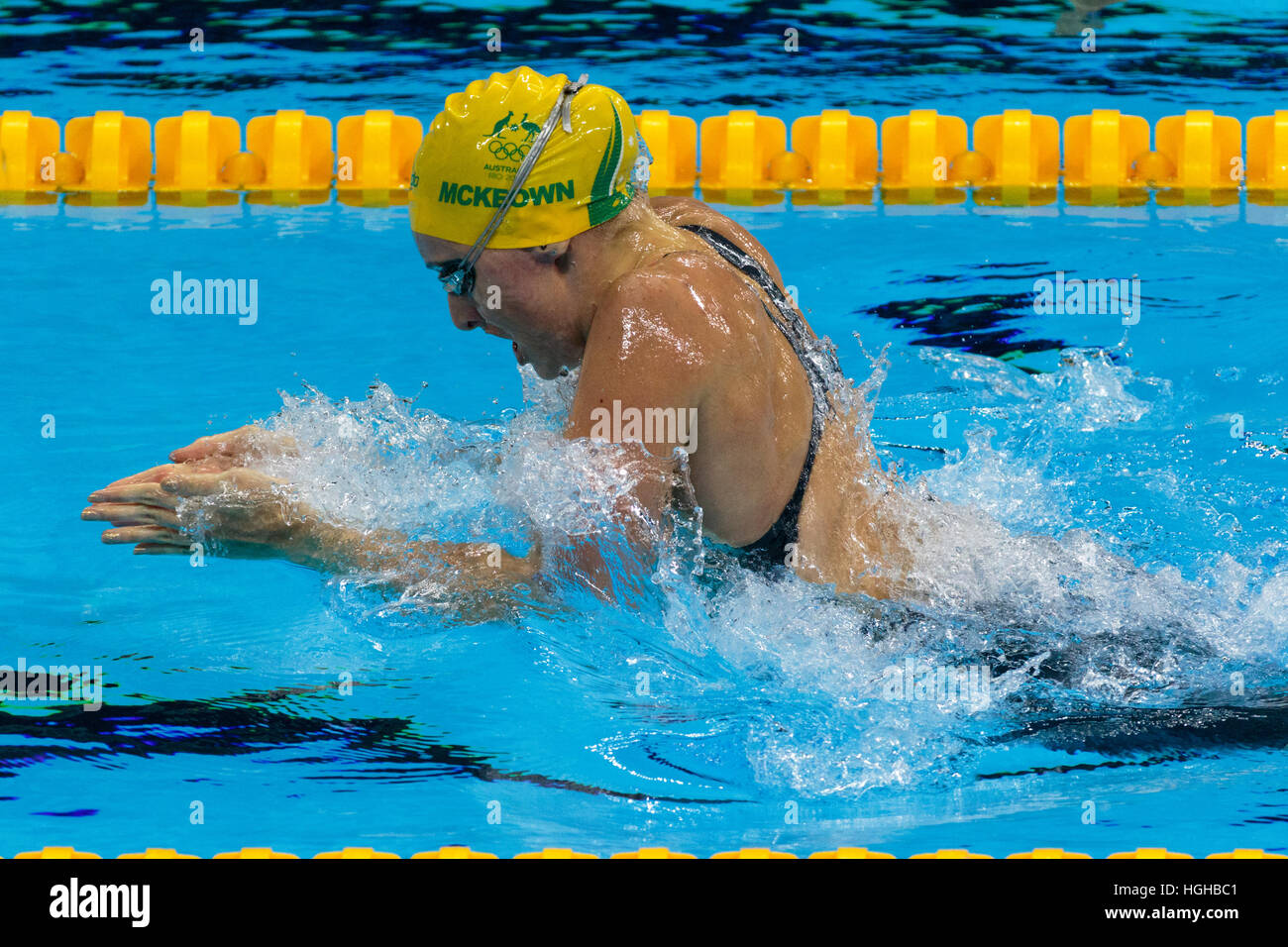 Rio de Janeiro, Brasile. 11 agosto 2016. Emma McKeo (AUS) concorrenti in donne 200m rana finale al 2016 Olympic S Foto Stock