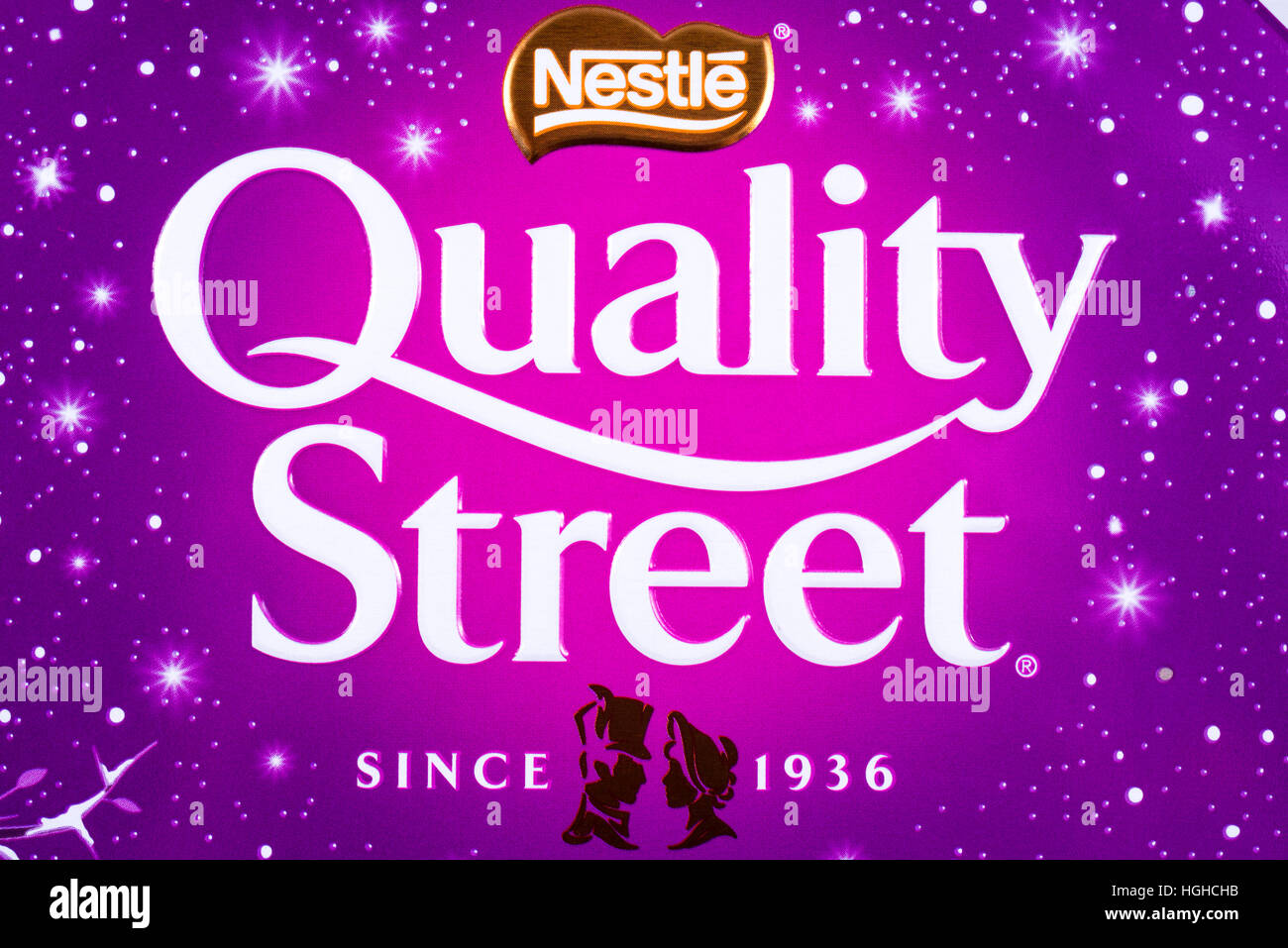 LONDON, Regno Unito - 4 gennaio 2017: un close-up di Nestlé qualità simbolo di strada su una teglia del prodotto, il 4 gennaio 2017. Foto Stock