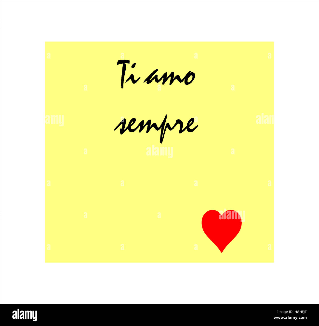 Ti amo sempre messaggio in italiano su giallo post it sticker Ti amo sempre Foto Stock