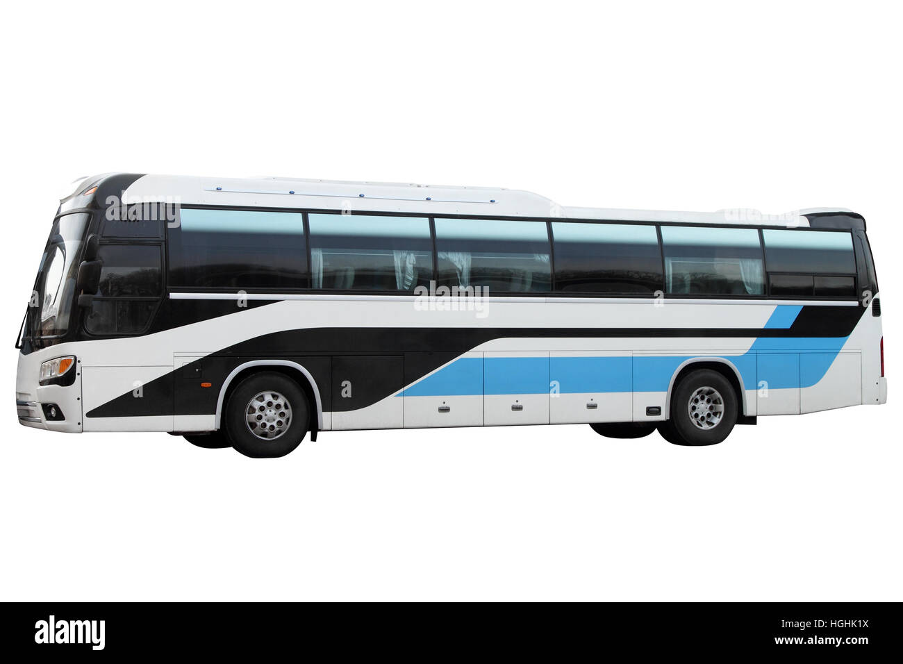 L'autobus blu isolato su uno sfondo bianco. Foto Stock