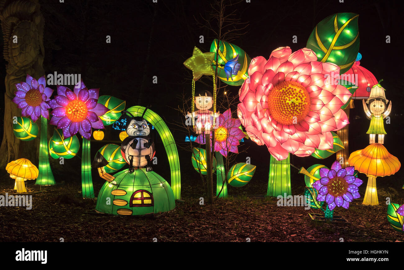 Lanterna magica festa Yorkshire, Roundhay Park, Leeds, Regno Unito Foto Stock