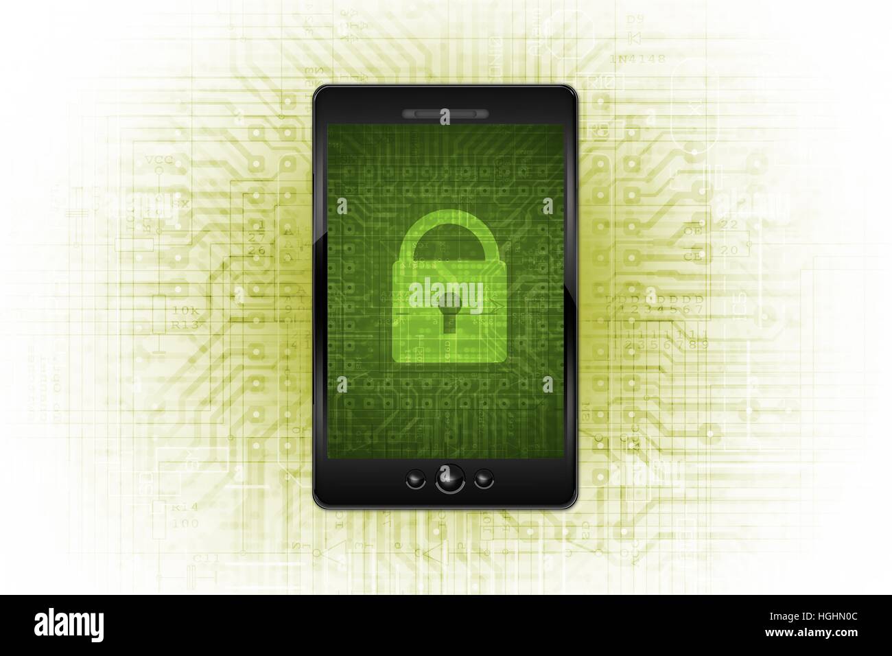 Sicuro di comunicazione mobile e reti cellulari concetto astratto illustrazione. Foto Stock