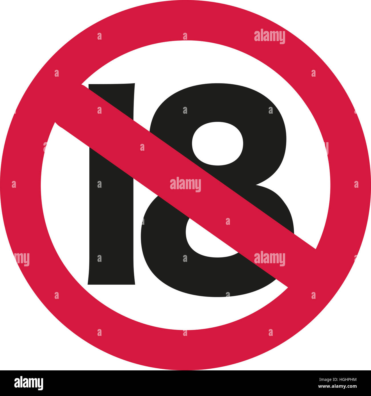 18 divieto segno - diciannovesimo compleanno Foto Stock