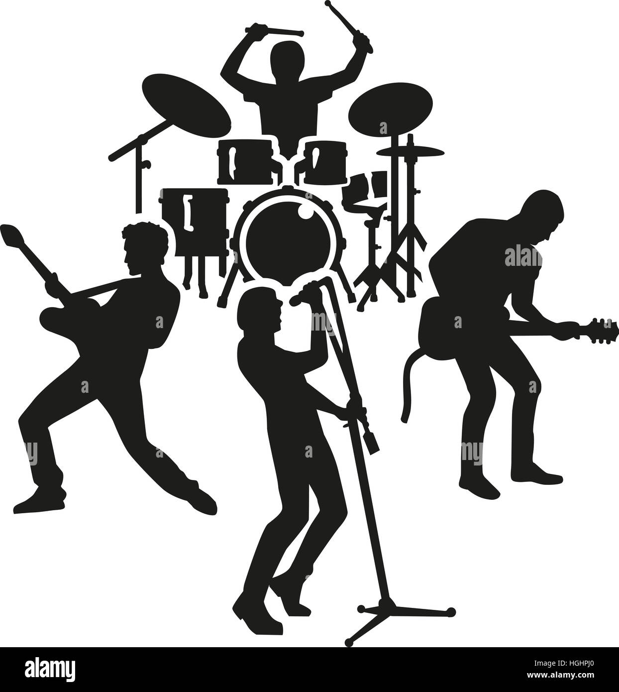 Rock band silhouette Foto Stock