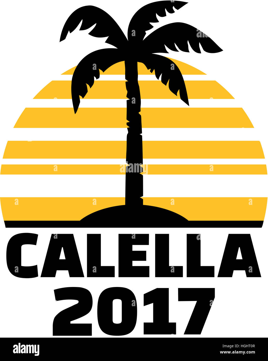 Calella 2017 palm con Sun Foto Stock