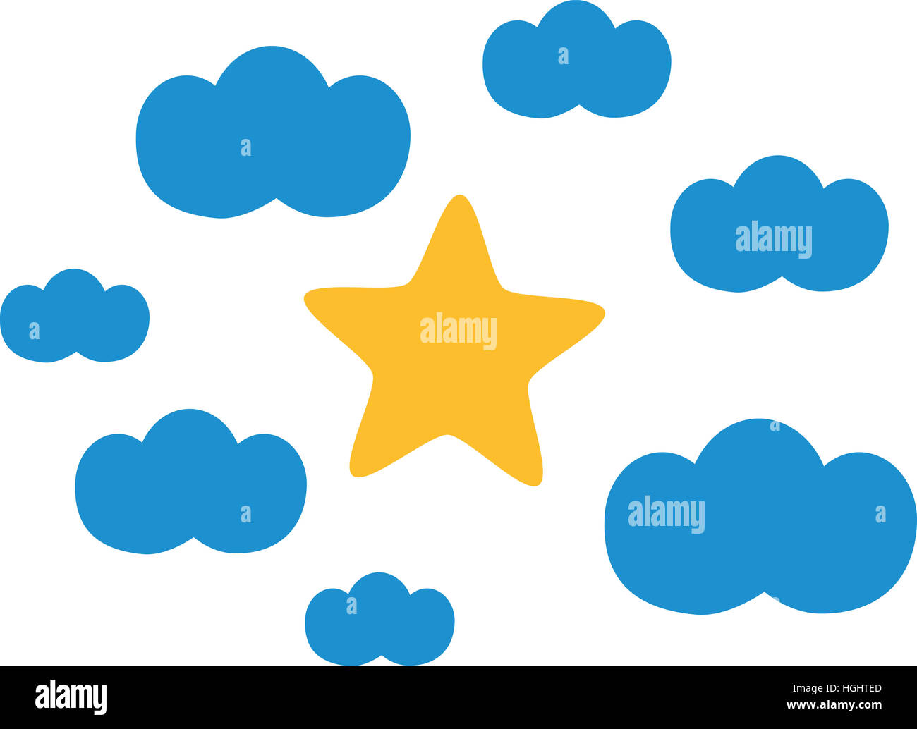 Nuvole con star nel mezzo delle icone Foto Stock