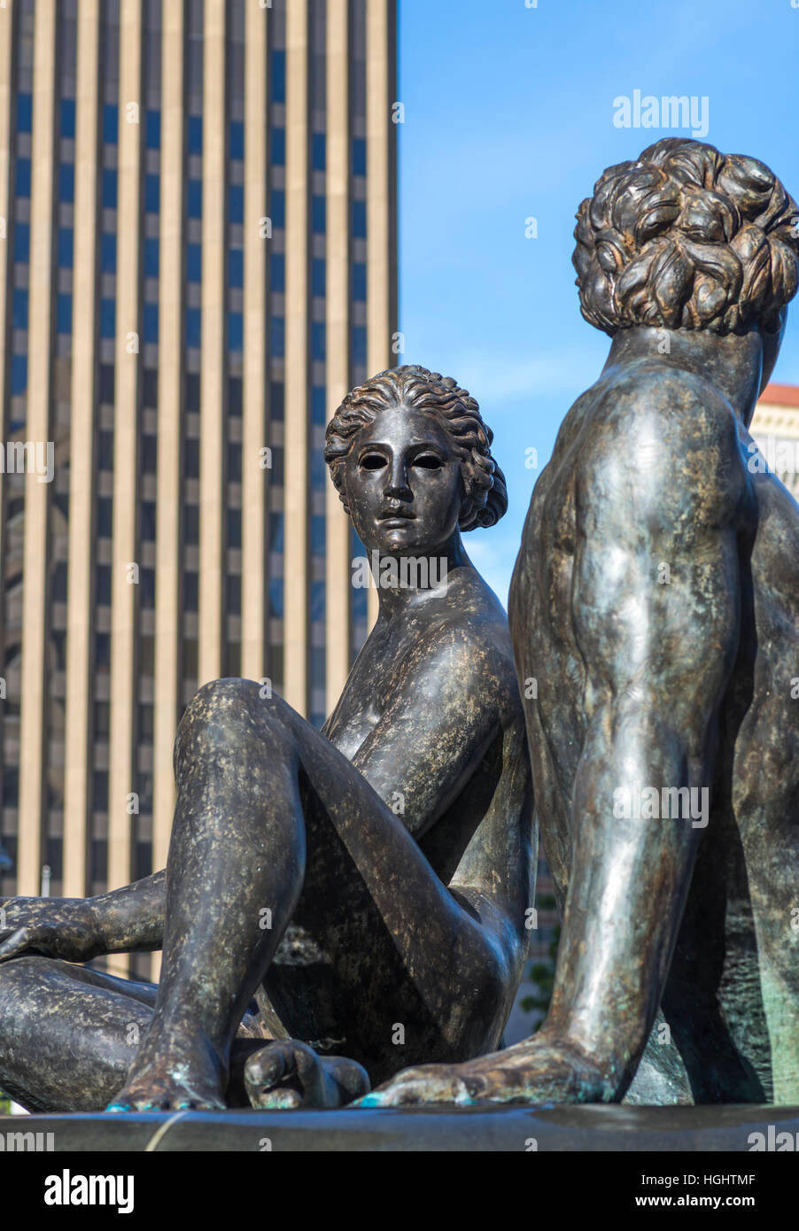 Fontana dei due oceani scultura in downtown San Diego, California, USA. Foto Stock
