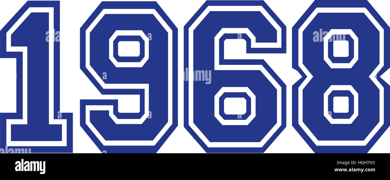 1968 Anno college font Foto Stock