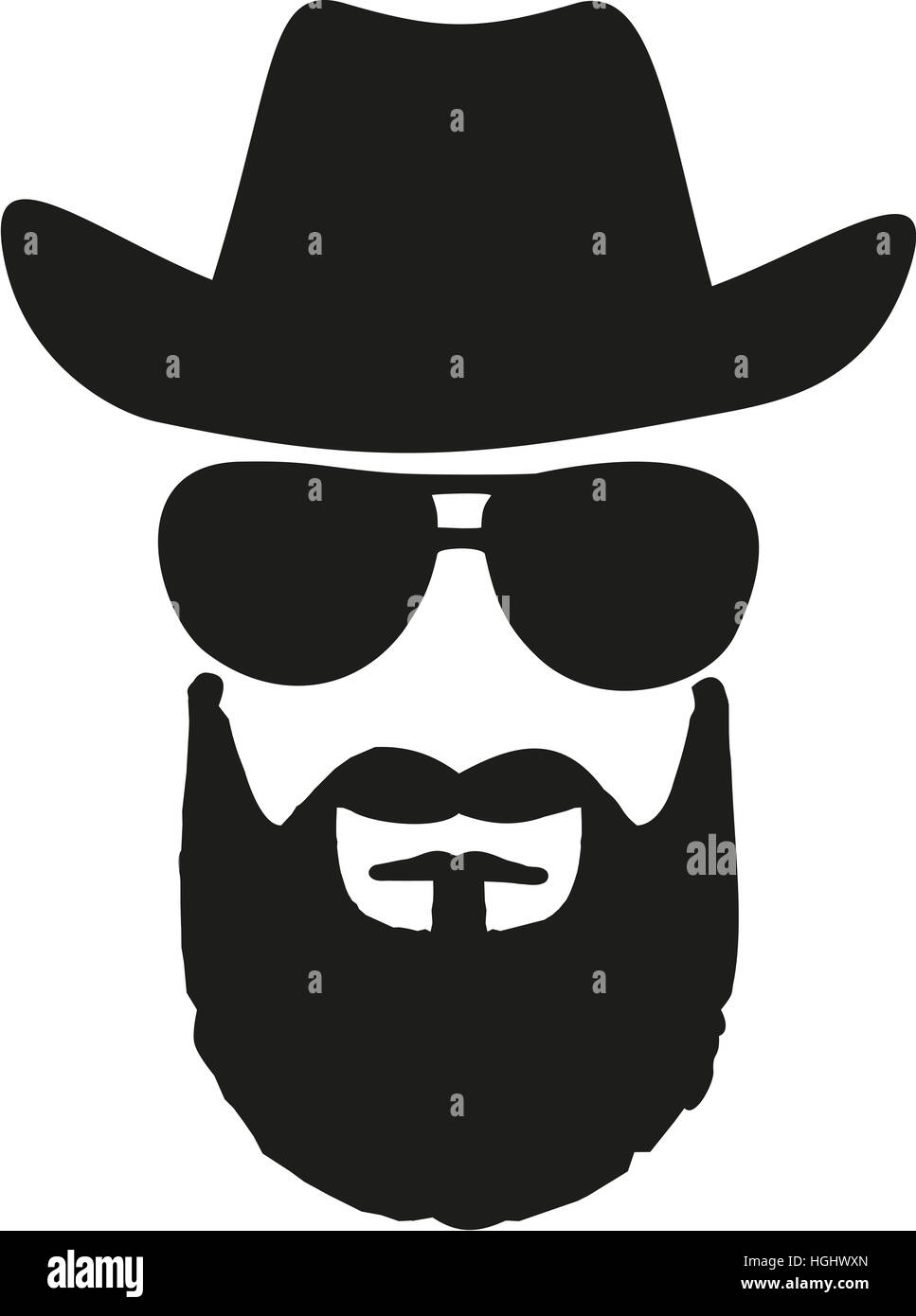 Cowboy re con western cappello, occhiali da sole e la barba completa Foto Stock