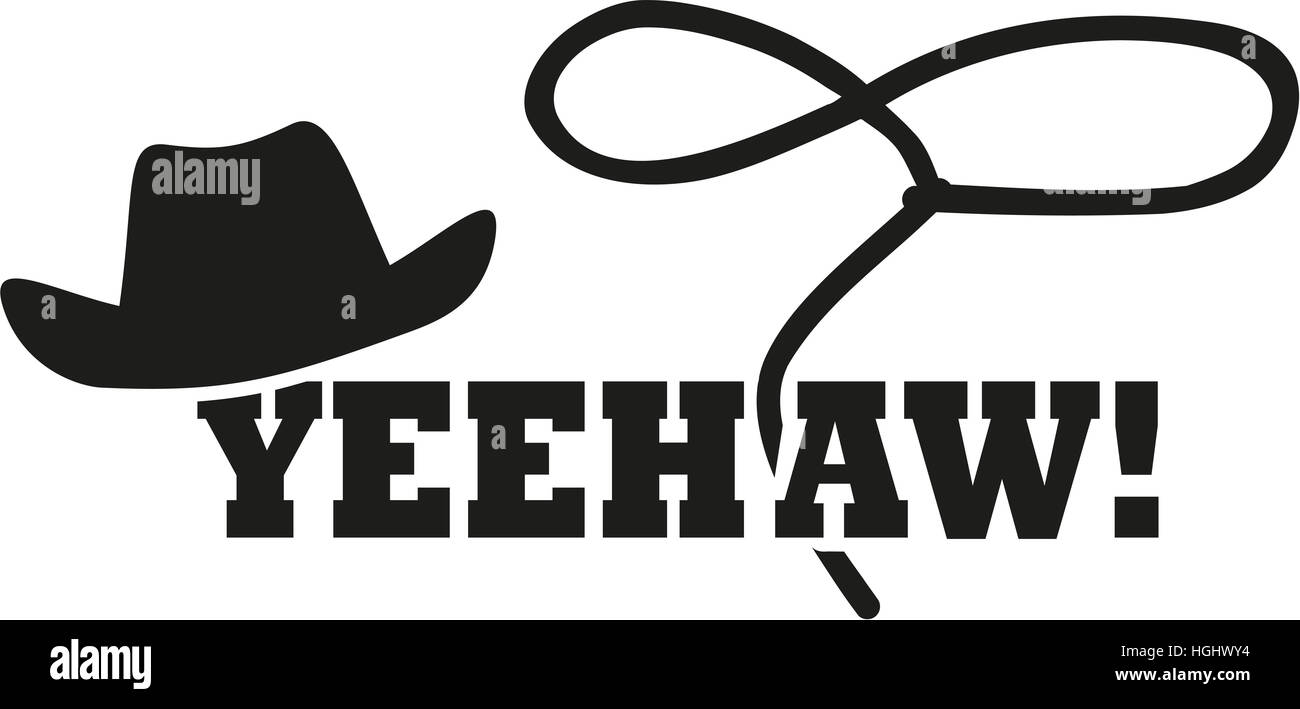 Cowboy western hat con lasso - yeehaw Foto Stock