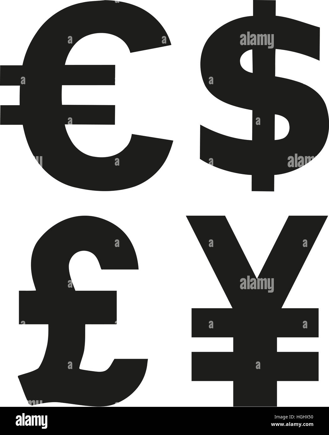 Simboli di valuta Foto Stock