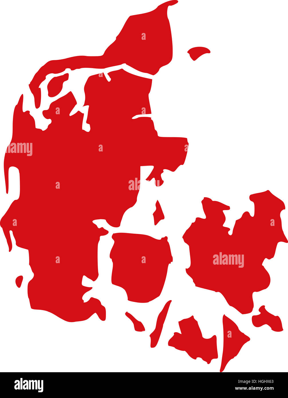 Mappa Danimarca Foto Stock