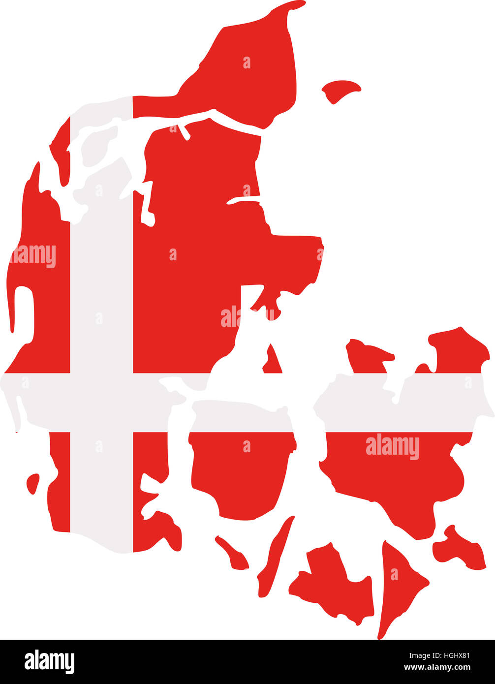 Mappa di Danimarca con bandiera Foto Stock