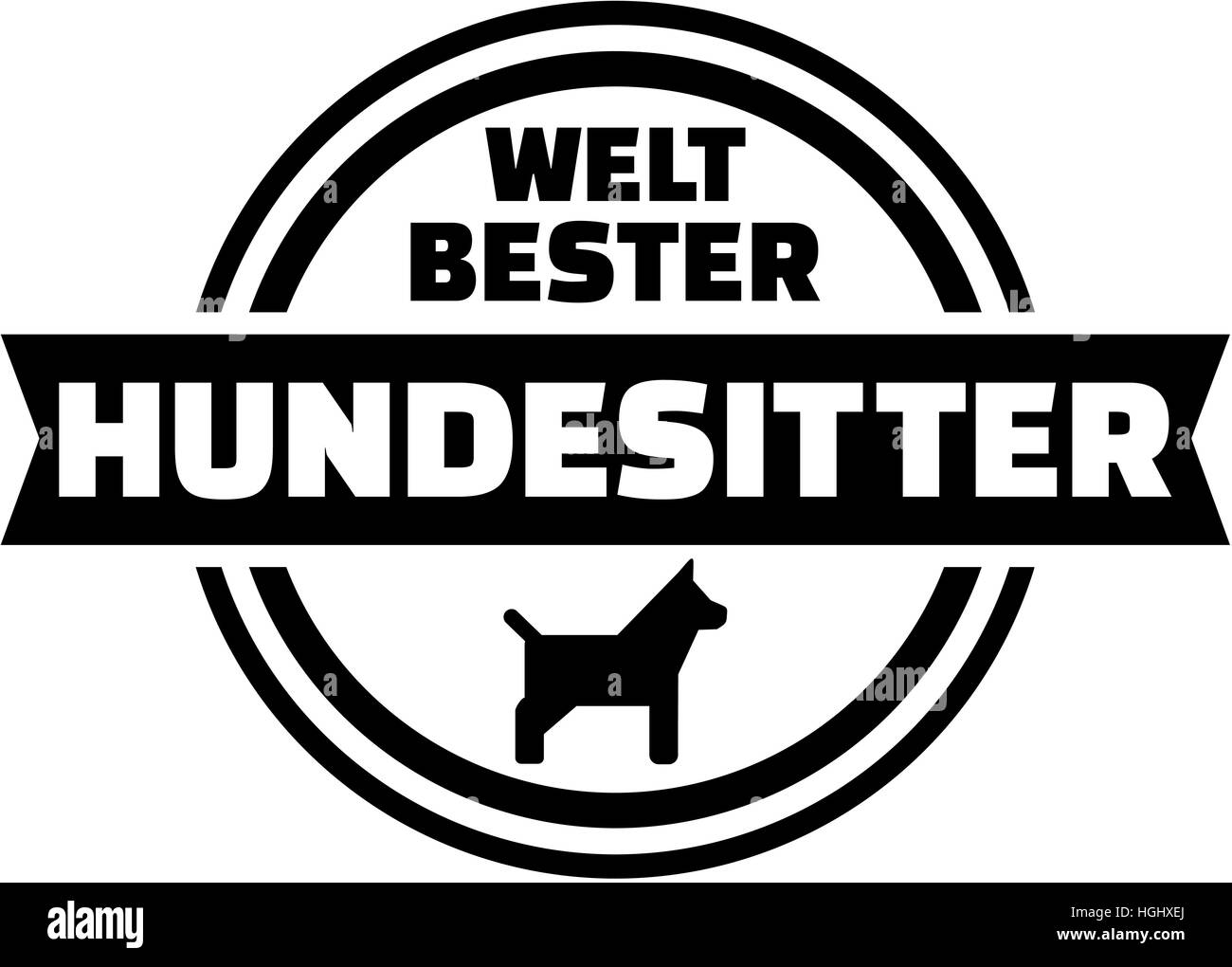 I migliori del mondo dog sitter. Pulsante tedesco. Foto Stock